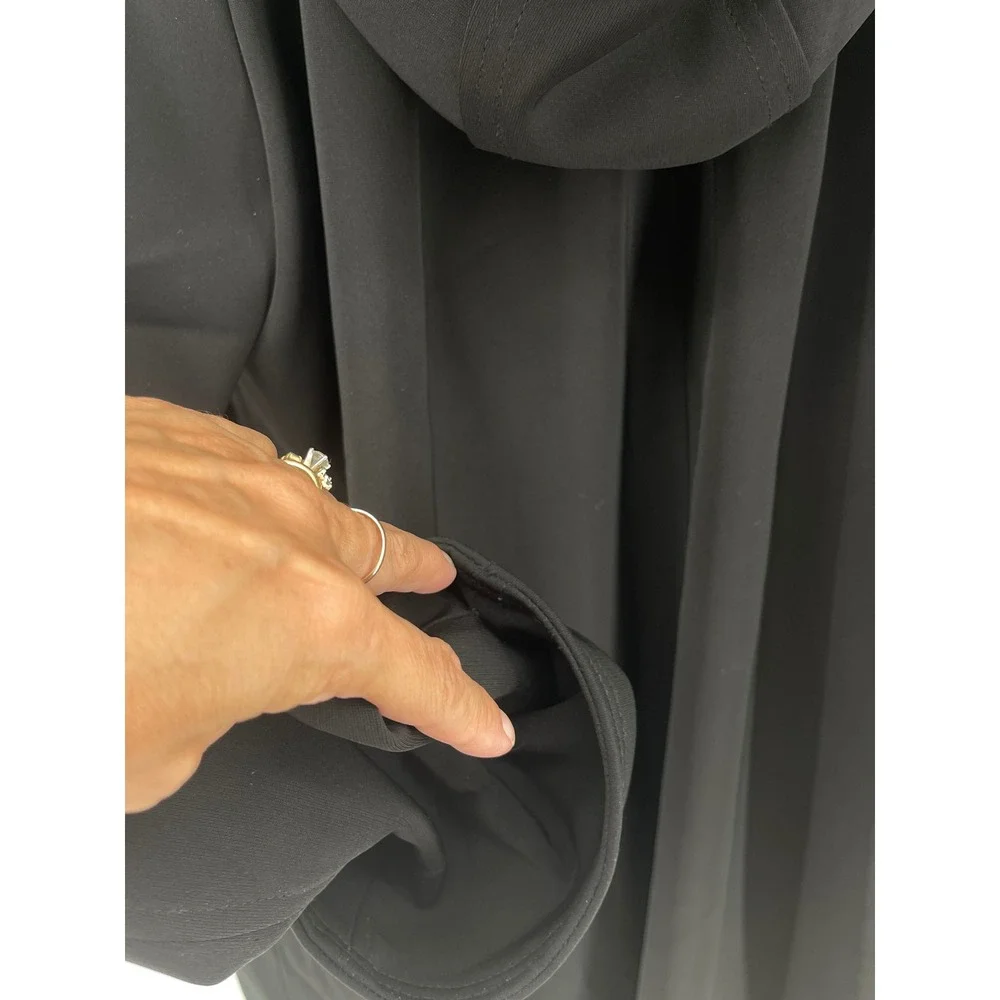 London Fog Womens Black Hooded Trench Coat Silver Toggle Closure XL RN121545